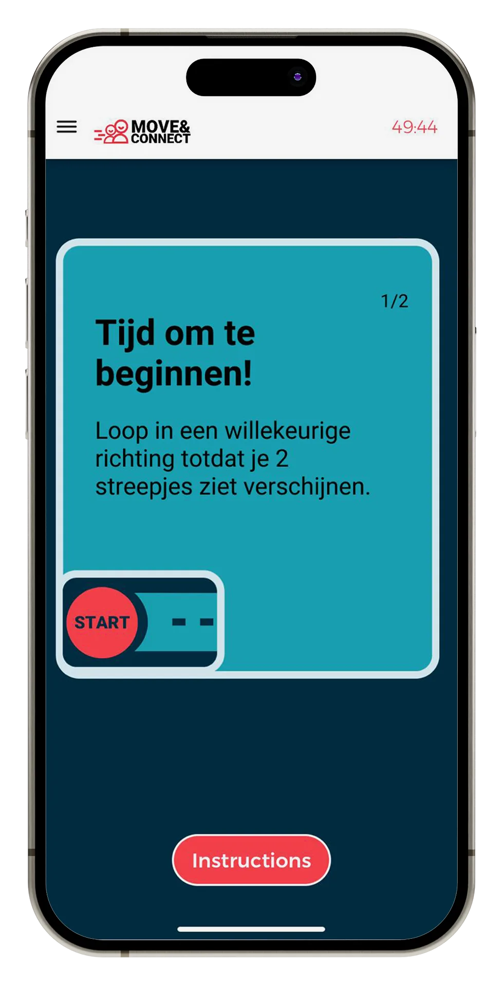 MOVE&CONNECT Mockup Nederlands scherm 1